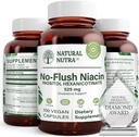 Nutra naturel sans flush Niacine, supplément de vitamine B3, aide à améliorer la santé cardiovasculaire, aide à améliorer la texture de la peau, favorise une meilleure fonction cérébrale, aide à stimuler le niveau d'énergie 525 mg, 100 capsules