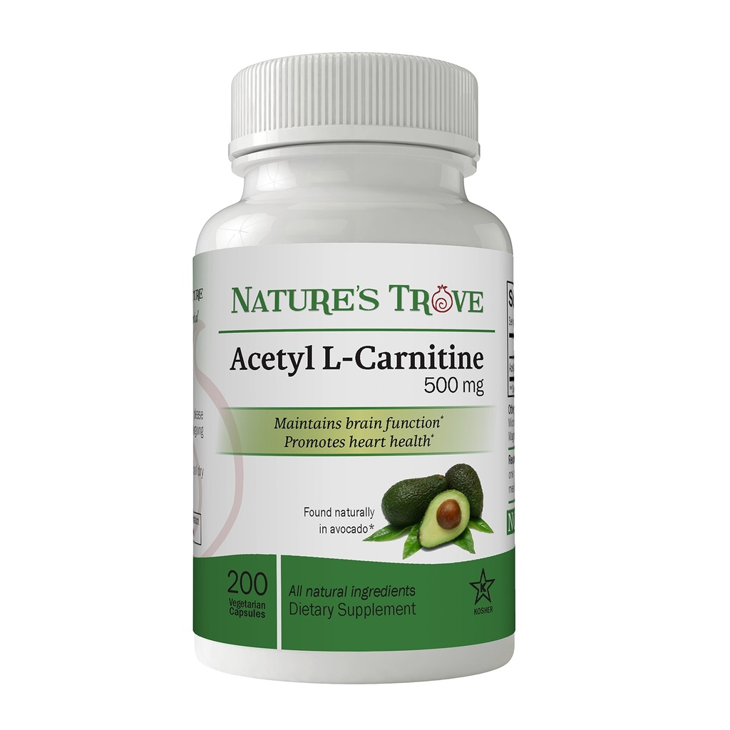 Nature Trove acétyl L-Carnitine (ALCAR) 500 mg 200 Capsules végétariennes