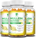 (3 Pack) 9 en 1 Gummies Mullein pour le nettoyage pulmonaire et la désintoxication, extra-résistance Extrait de feuille Mullein avec/Quercetin, Bromelain, Elderberry & Marshmallow pour respiratoire, immunitaire et digestif, végétalien,180 Compte