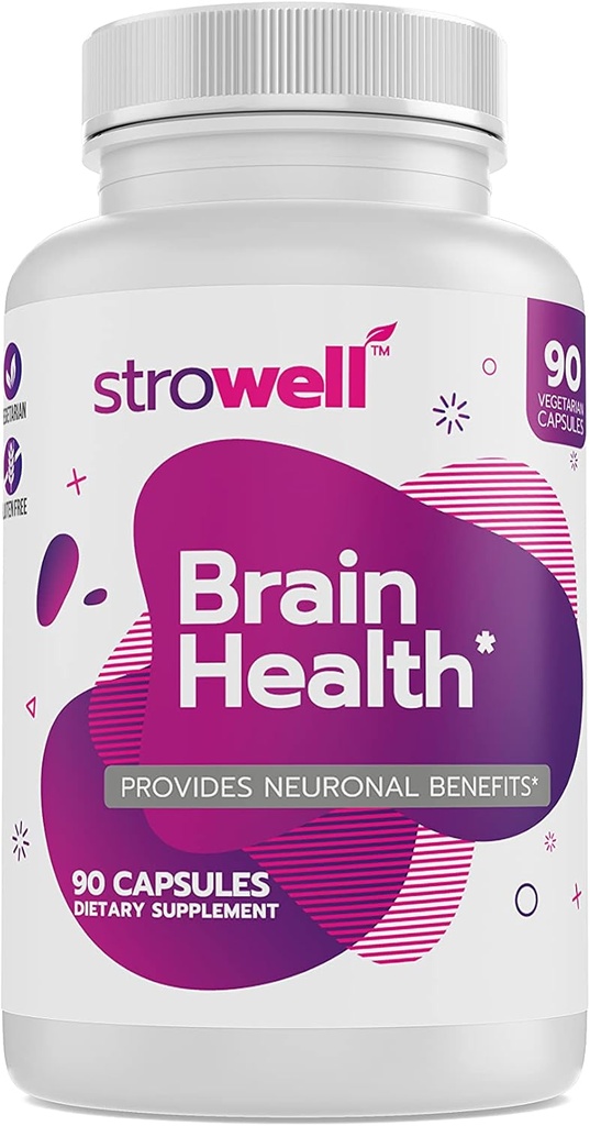 Supplément cerveau pour la santé du cerveau et des yeux - 90 capsules - Supplément cerveau anti-oxydant pour la mémoire, la clarté et le focus - Supplément foyer et soulagement du stress métallique (30 jours)