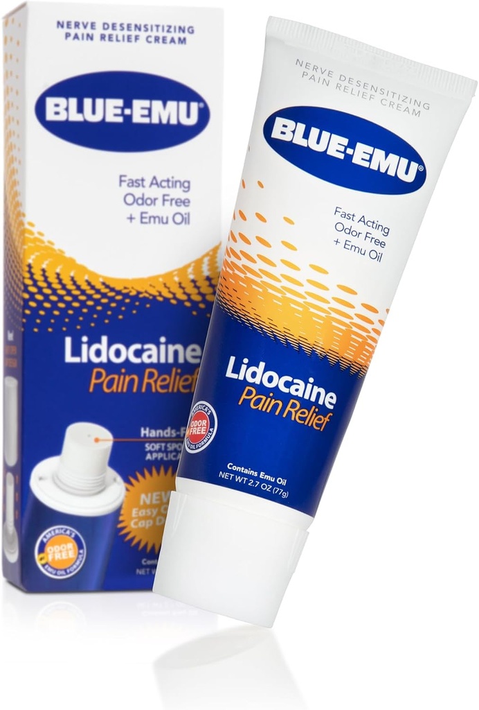 BLUE-EMU Crème de soulagement de la douleur à la lidocaïne pour un soulagement rapide, en numération, 2,7 Oz, 1 emballage
