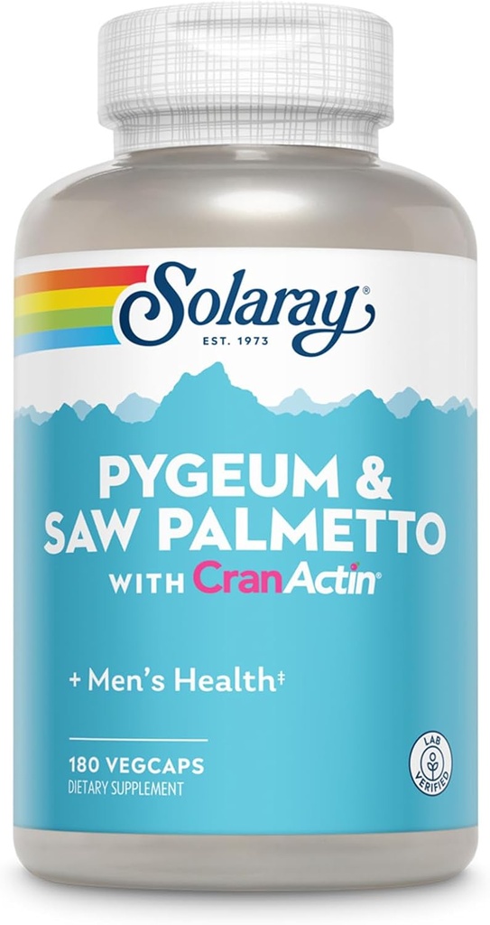 Solaray Pygeum et Saw Palmetto avec supplément Cranactin, 180 comte