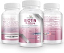 Biotin 10,000MCG Capsules Croissance des cheveux pour les femmes et les hommes - Pills de vitamine B7 - Supplément de puissance élevée pour la santé des ongles de peau et la transplantation des cheveux