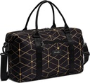 Clementine Tote Bag | Weekender Bags for Women | Perfect duffle Bag for Overnights, Traveling, and Gym | Black/Gold Geometric - Medium