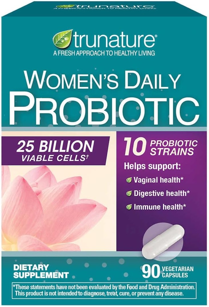 Probiotique quotidien True Nature générique pour femmes, aide à soutenir la santé vaginale, digestive et immunitaire - 90 capsules végétariennes