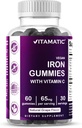 Supplément en fer vitamatique 65 mg pour les femmes et les hommes - 60 Gommies végétaliens - Grande dégustation de vitamines gommy en fer avec vitamine C (1)