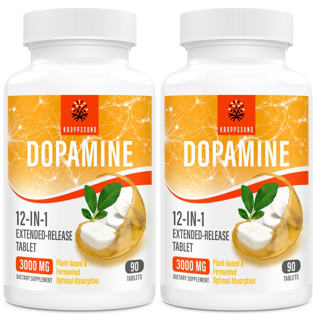 Supplément naturel à la dopamine de Kroppssund - 90 comprimés (2 bouteilles)