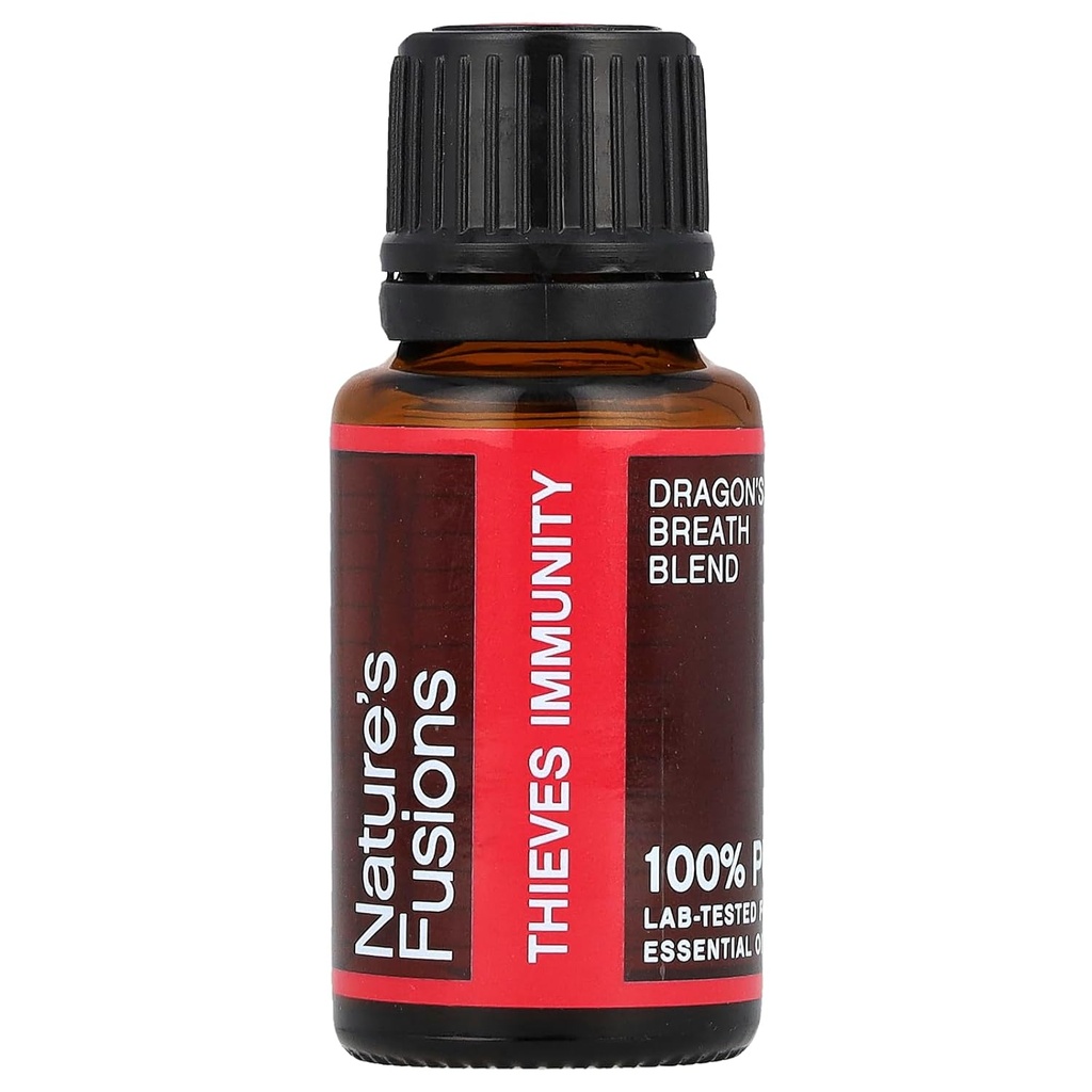 Nature's Fusions Immunity Thieves Oil Essential Oil Blend - 15 ml - Germ Fighter, Health Guard, Aceite Ratero - Dragon's Breath Protective - Clove, citron, cannelle, Eucalyptus, menthe poivrée, Origan