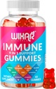 Gommies de soutien immunitaire 9 en 1 avec baies aînées, vitamine C et D, zinc, curcuma, gingembre, échinacée, astragale et mousse de mer pour supplément d'immunité - 60 Gommies