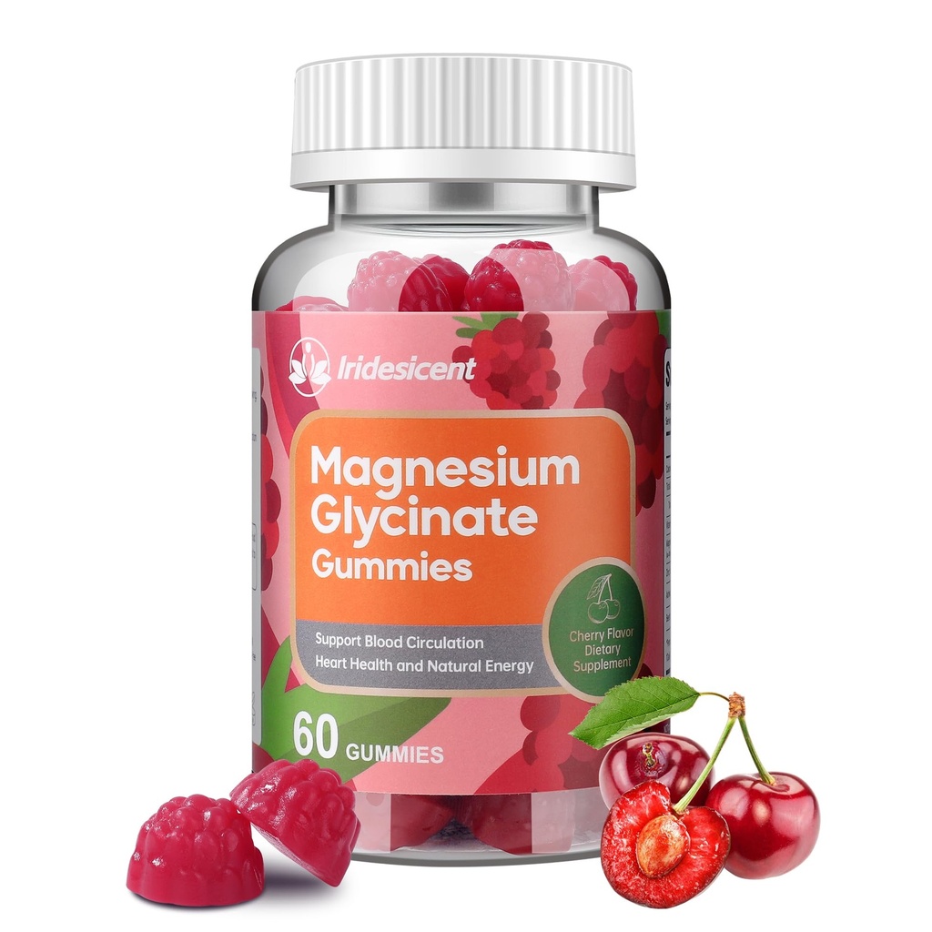 Glycinat de magnésium 400mg, supplément de magnésium sans sucre avec/Ashwagandha, zinc, supplément de magnésium végétalien pour adultes - 60 Glycinat de cerise