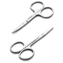 Cheveux du visage Petits ciseaux de grooming pour hommes Femmes - Sourcils, cheveux de nez, moustaches, barbes, cils, kit d'arrêt de l'oreille - Clippers de sécurité courbes et arrondis pour couper les cheveux - Argent 2PCS