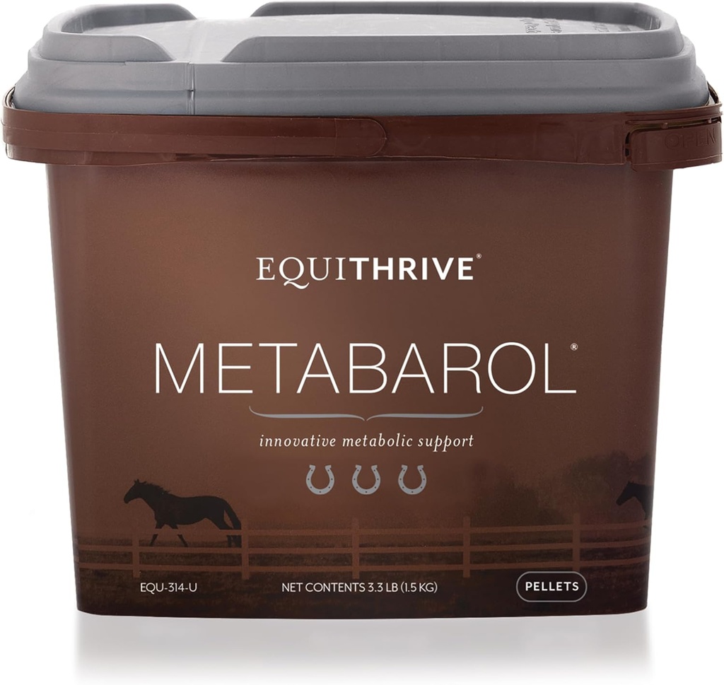 Métabarol Cheval Supplément Pellets avec resvératrol, Supplément de soutien métabolique pour chevaux, Supplément métabolique équine, Produits de soins équidés, 3,3 lbs