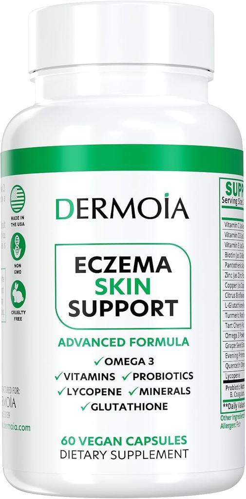 Suppléments d'eczéma - Pilules d'eczéma dyshidrotique pour adultes - Fournir un soulagement de l'eczéma, cibler l'intervention de l'eczéma, peau sèche irritée, et amélioré avec les suppléments de psoriasis
