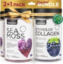 Collagen and Sea Moss Gummies Bundle - Collagen Peptides, Irish Sea Moss, Biotin, Keratin, Bladderwrack - Supplément Gummy pour l'immunité, la désintoxication, les cheveux sains, la peau et les ongles - pour les hommes et les femmes