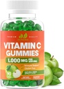 Vitamine C Gommies 1000mg pour les adultes et les enfants - maximum de force de soutien à l'immunité à croquer, soutien au collagène - Saveur de pomme verte aigre - sans gluten, sans OGM, végétarien - 90 Gommies (30 portions)