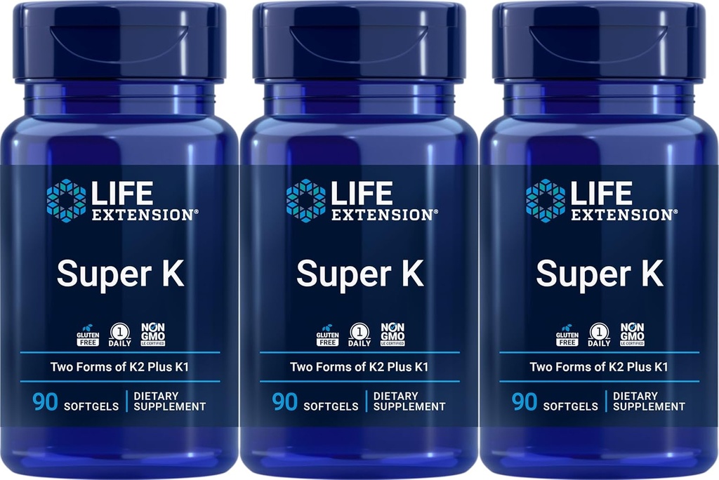 Extension de vie Super K, 90 softgels (paquet de 3)