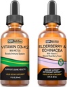 SBR Nutrition D3+K2 et ensemble de baies d'ail Vitamine D3K2 (MK7) gouttes liquides, menthe de poivre, 1 oz