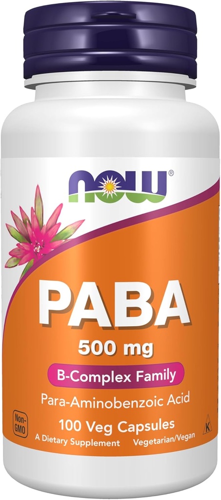 Suppléments, PABA (Acide Para-aminobenzoïque) 500 mg, famille des complexes B, 100 gélules