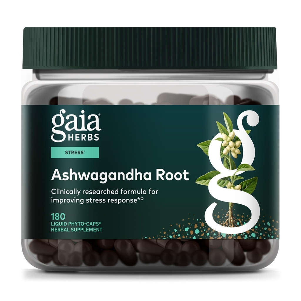 Gaia Herbes Racine d'Ashwagandha - Supplément anti-stress et soutien du sommeil - Soutiens Niveaux d'énergie équilibrés et perspectives positives* - 180 Capsules de Phyto Liquide Vegan (90 jours d'approvisionnement)