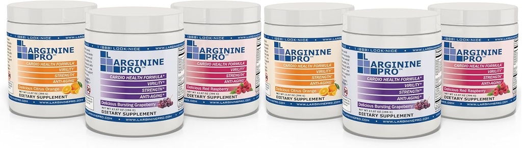 L-ARGININE PRO. 5 500 mg L-Arginine Plus L-Citrulline 1 100 mg Raspberry, orange et poudre de raisin Supplément de mélange pour une production accrue d'oxyde nitrique