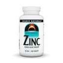 Source Naturals Zinc, chélate d'acide amino - Supplément alimentaire - 50 mg - 250 comprimés