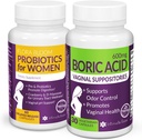 Économisez 10 % sur le lot de bien-être féminin – Suppositoires d'acide borique et probiotiques vaginaux pour l'équilibre du pH et les soins intimes