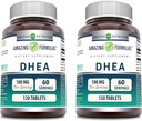 Formules étonnantes Supplément DHEA $ 100 Mg par service $ 120 Comprimés $ Non-GMO $ Sans gluten $ Fabriqué aux États-Unis $ (paquet de 2)