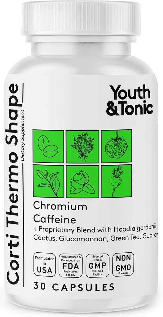 Supplément Thermogénique pour les jeunes et toniques 30 capsules comme support de régime avancé pour le métabolisme énergétique Focus pour les hommes et les femmes avec caféine Chrome Glucomannan Guarana Hoodia Gordonii