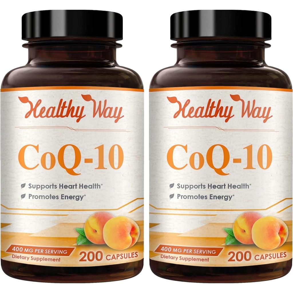 Coenzyme Q10 400mg CoQ10 Supplément - Une fois par jour Coq 10 400mg Capsules de poudre pour un traitement cardiovasculaire sain et un soutien énergétique - Absorption rapide non OGM Ubiquinone Q10 Coenzyme (200 portions)