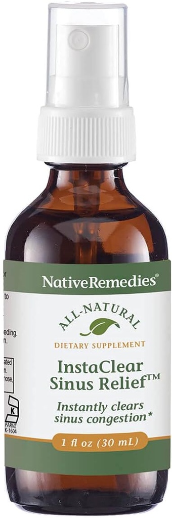 Remédies indigènes InstaClear Sinus Relief - Tous les suppléments naturels à base de plantes pour les sinus clairs et sains pendant les rhumes, les allergies ou la fièvre du foin - 29 ml