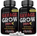 Laboratoires justifiés (2 Pack Savage Grow Max 1600MG Avancé hommes Formule 120 Capsules