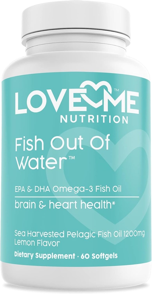 Huile de poisson Omega 3 Supplément – Sans Burp et soutient la santé cardiaque (60 portions) - Acide gras Omega-3 de l'EPA et DHA Cerveau, yeux, peau et santé articulaire – Capsules d'huile de poisson naturelles