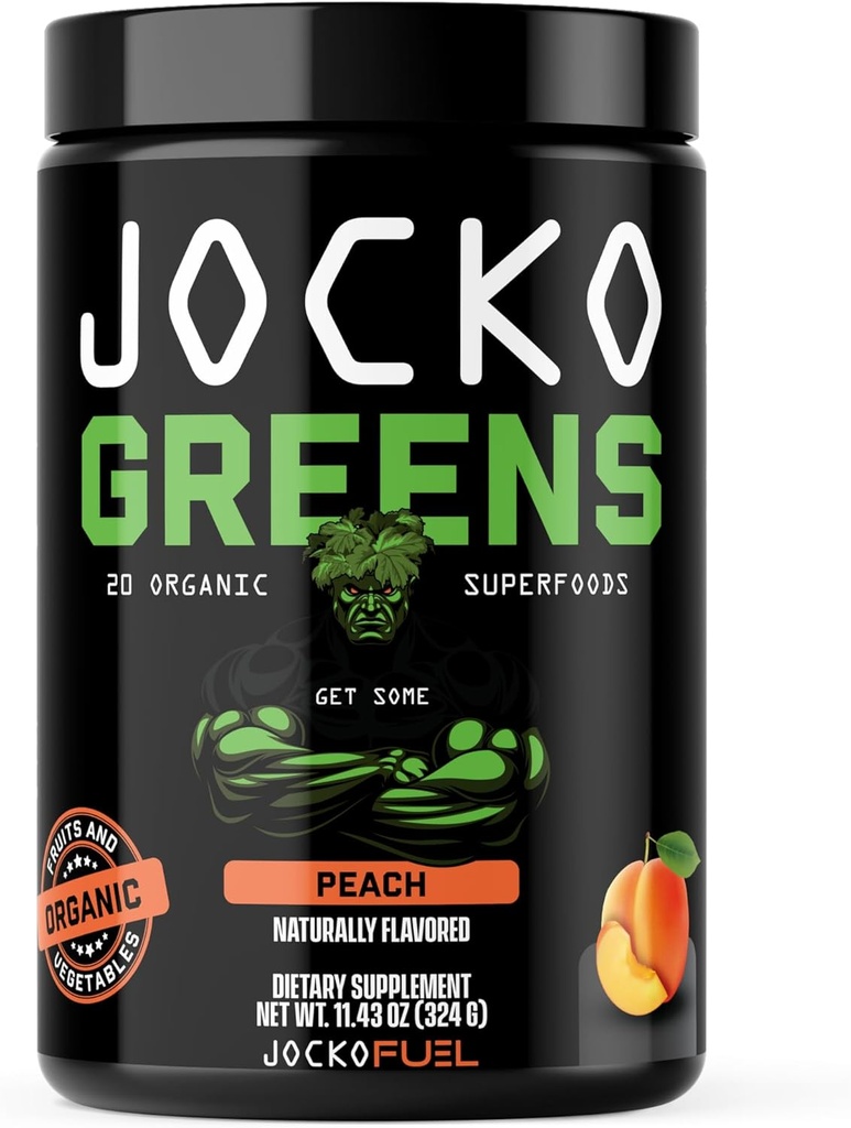 Jocko Carburant quotidien Greens Poudre - Premium Greens Bio Poudre Superfood pour la santé des Guts, Digestion, Bloating, Immune Support avec Spiruline, Chlorella, Enzymes digestifs, et Probiotiques - 30 portions