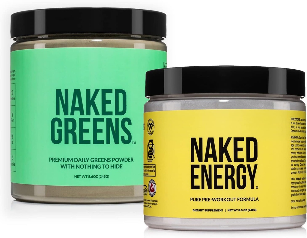 NAKED Vegan Energing Bundle Non aromatisé Énergie Nutrition Super Verts Poudre Verts Organiques Supplément