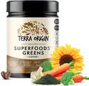 TERRA ORIGINE Superfoods Verts Mélanger Immune et support digestif. Supplément Légumes bio avec Tumeric, Thistle de lait, Thé vert, Chlorella.