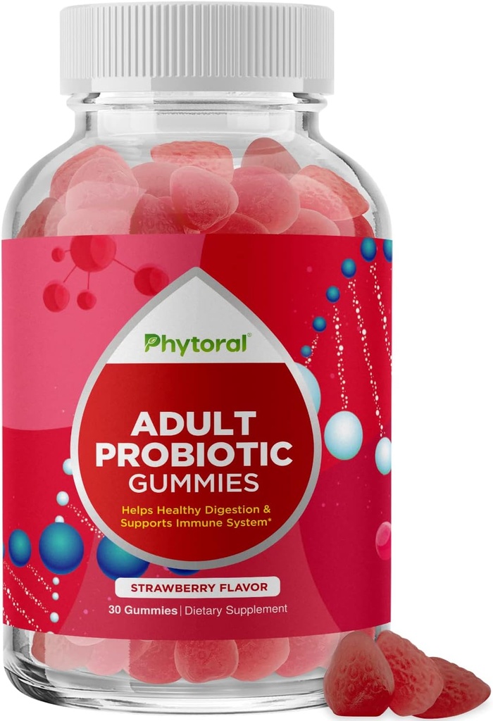 Gummies probiotiques de Gut santé pour les adultes - Probiotiques biologiques pour la santé de Gut Relief de l'estomac et le soutien immunitaire - Gummies probiotiques de santé digestive pour les femmes et les hommes - 5 Million CFU