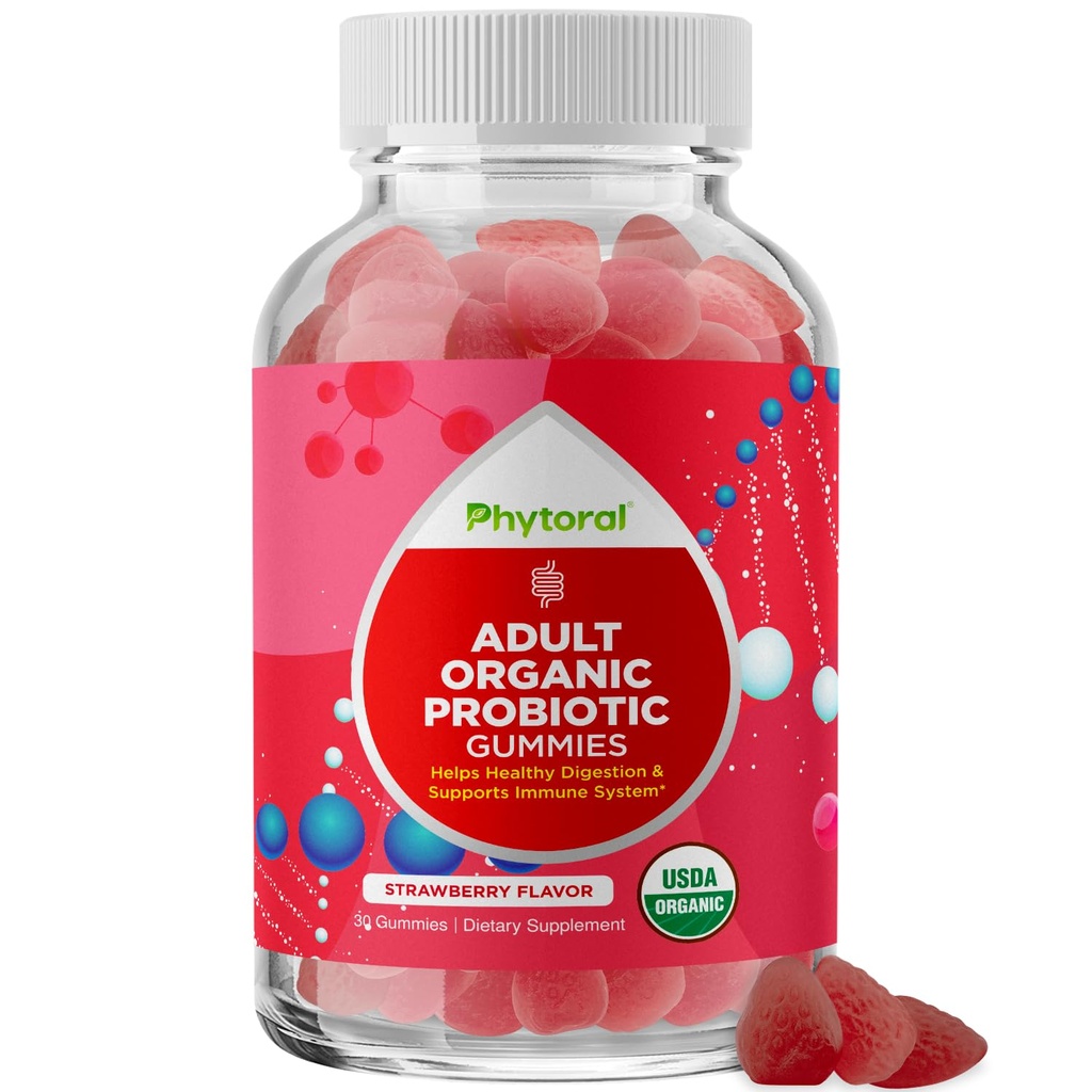 Gummies probiotiques de Gut santé pour les adultes - Probiotiques biologiques pour la santé de Gut Relief de l'estomac et le soutien immunitaire - Gummies probiotiques de santé digestive pour les femmes et les hommes - 5 Million CFU