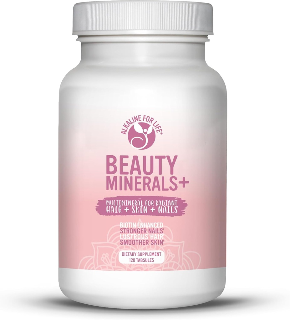 Minéraux de beauté - Biotin enrichi multiminéraux pour la croissance des cheveux, la force des ongles et l'élasticité de la peau - 19 nutriments - Vitamines de la peau des cheveux et des ongles