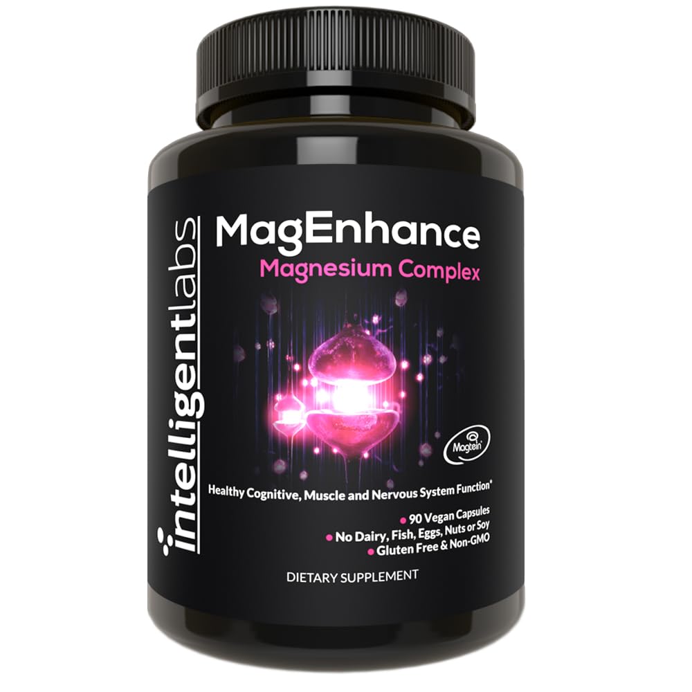 Labs Intelligent MagEnhance Magtein Supplément complexe Magnésium L-Thréonate avec Magnésium Glycinate et Taurate, 90 Capsules