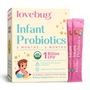LOVEBUG Probiotiques nourrissons 0-6 mois - USDA Probiotiques biologiques pour bébés, soutient le gaz pour bébé, le colique, la diarrhée et le soulagement de la constipation nouveau-né, sans allergène et sans sucre, poudre sans goût, 30 pack