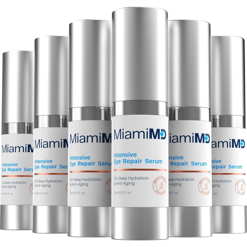 Sérum pour les yeux (15ml) Traitement sous les yeux pour les cercles noirs, les pieds de Crow et les sacs pour les yeux - Sérum pour les yeux pour tous les types de peau - Crème anti-âge sous les yeux - Réduit le puffines pour les yeux - Pour l'utilisation jour et nuit - 6 PACK