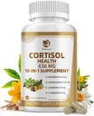 Suppléments de cortisol 10-en-1 avec Magnésium, Ashwagandha, Camomille, L-Theanine, Phosphatidylsérine, St. John's Wort, Astragalus, Vitamine C & D3, pour femmes hommes, 120 Capsules végétaliennes pendant 2 mois, non OGM