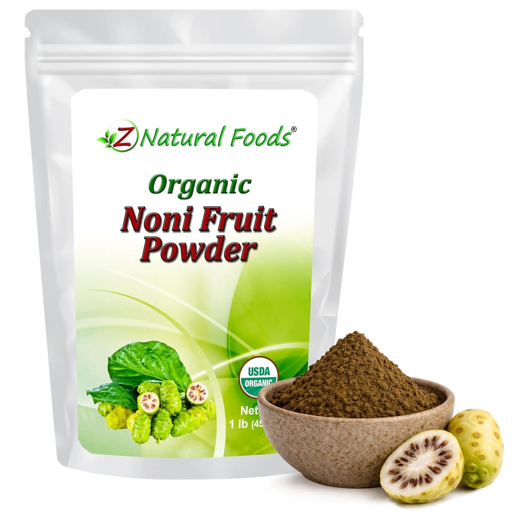 Z Aliments naturels Poudre de fruits Noni - Bio Raw Non-GMO Gluten-Free Superfood - Soutient Digestion saine et énergie - emballé avec des nutriments essentiels et des antioxydants - Mélanger avec des boissons et des recettes, 1 lb