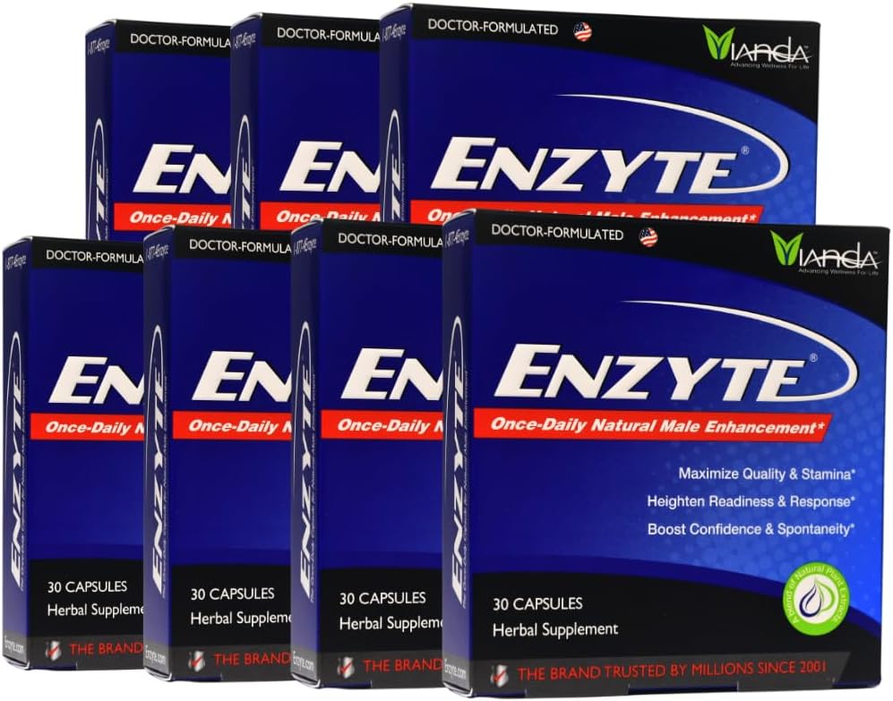 Ensemble Enzyte® pour l'amélioration naturelle des mâles pour la qualité et l'endurance avec Ginseng asiatique, Ginkgo Biloba, extrait de graines de raisin, herbe de chèvre horny - 7 paquets