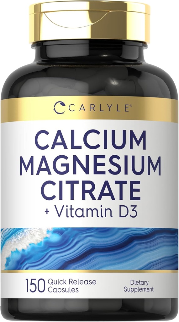 Citrate de magnésium de calcium de Carlyle avec vitamine D3-150 Capsules