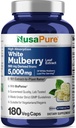 Extrait de feuille de mûrier blanc NusaPure 10:1 Extrait, 500 mg équivalent à 5000mg 180 gélules (Vegan, Biopérine non OGM)