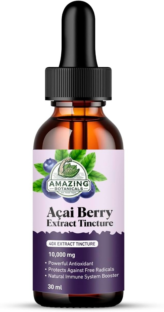 Amazing Botanicals Acai Berry Tecture 10 000 mg - 1oz - Supplément antioxydant Premium, grand ajout à vos smoothies - 30ml