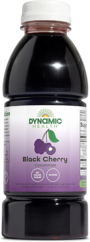 Dynamic Health 100% Pure Black Cerise Juice Concentrate, Pas d'additifs, Supplément antioxydant, Urinaire Tract & Joint Support, 16 Fl oz