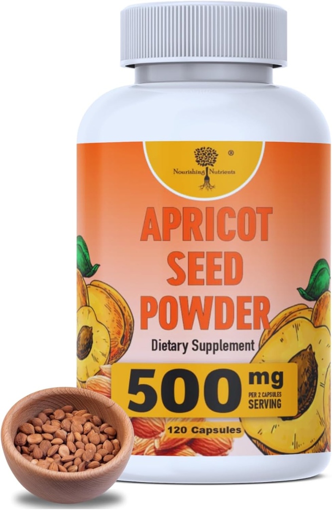 Extrait de graines d'abricot biologique - SEULEMENT supplément de noyau- Dosage sans danger 500mg - Antioxydant, Gut & Santé cardiovasculaire, Densité osseuse, Soutien immunitaire, Radiant et peau lisse, Haute Fibre - 500mg - 120 capsules