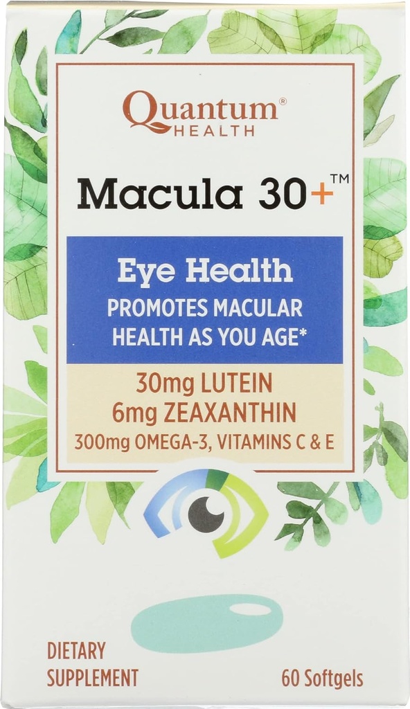 Santé quantique Macula 30+ Santé des yeux, 60 Softgels (paquet de 1)